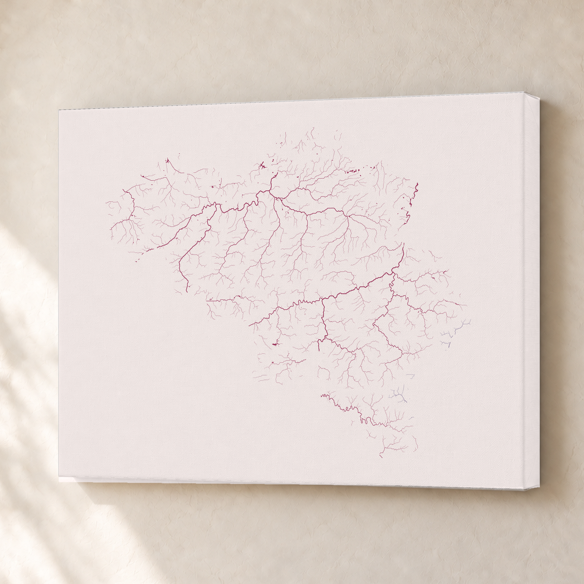 Beautiful Rivers — Bélgica — Ameixa e rosé, Canvas · 30 × 40 cm, Sem margem