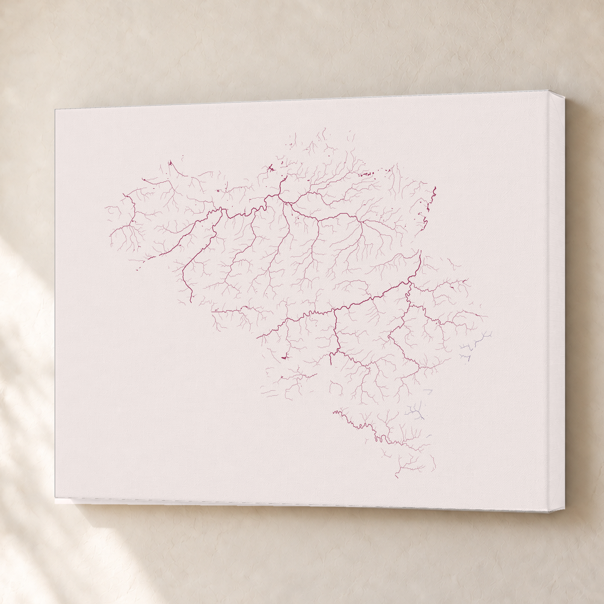 Beautiful Rivers — Bélgica — Ameixa e rosé, Canvas · 45 × 60 cm, Sem margem