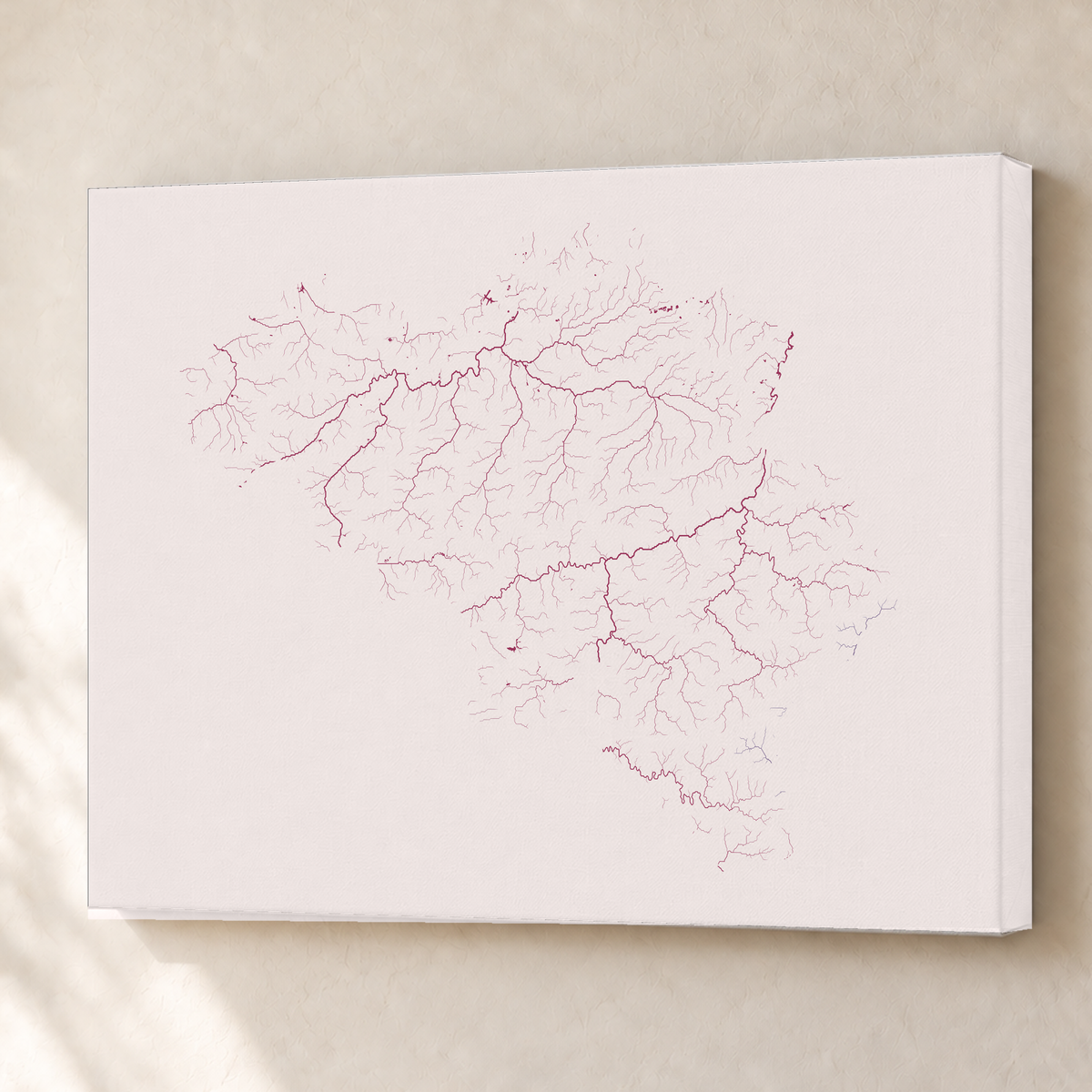 Beautiful Rivers — Bélgica — Ameixa e rosé, Canvas · 60 × 80 cm, Sem margem