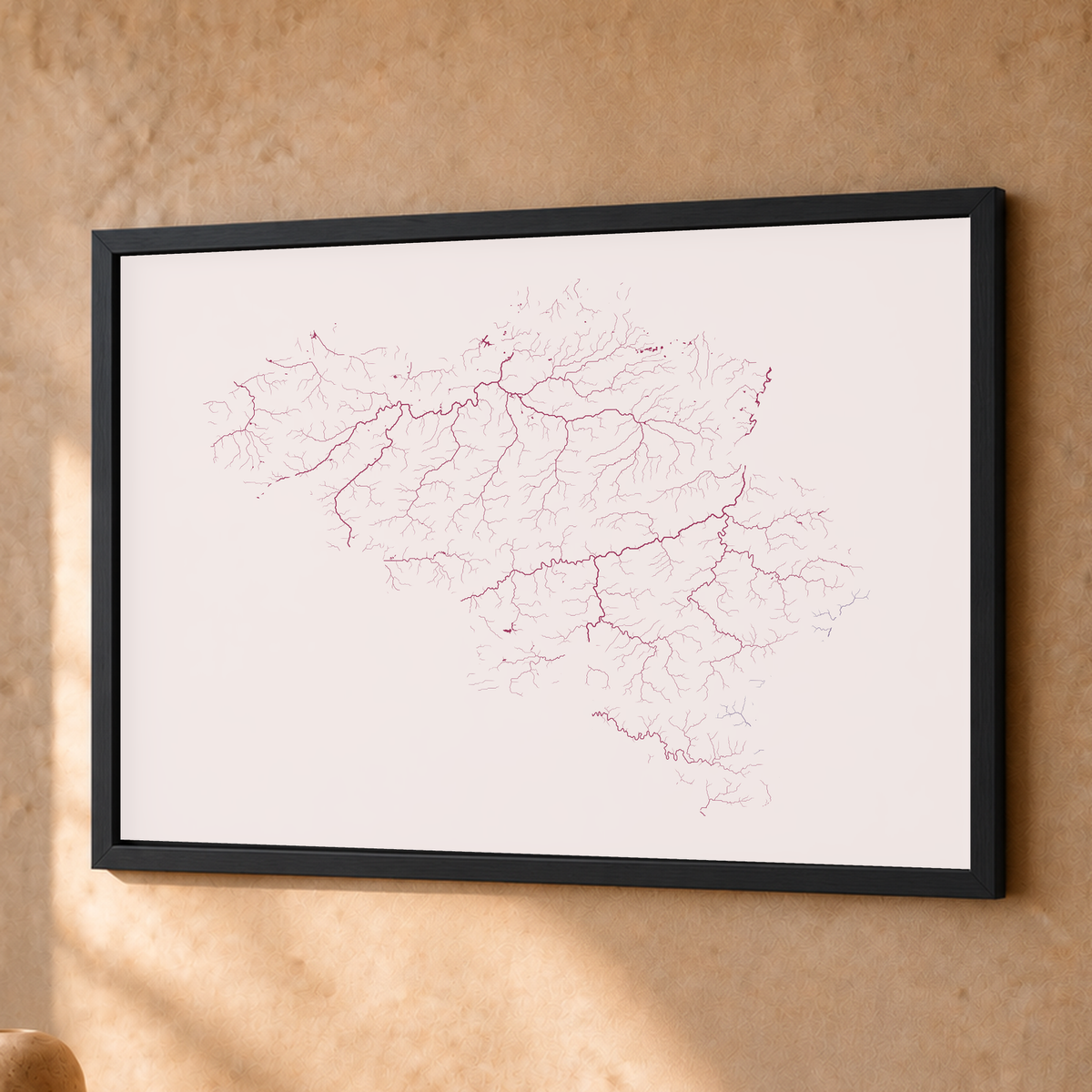 Beautiful Rivers — Bélgica — Ameixa e rosé, Fine art emoldurado · 30 × 40 cm, Preto · Sem margem