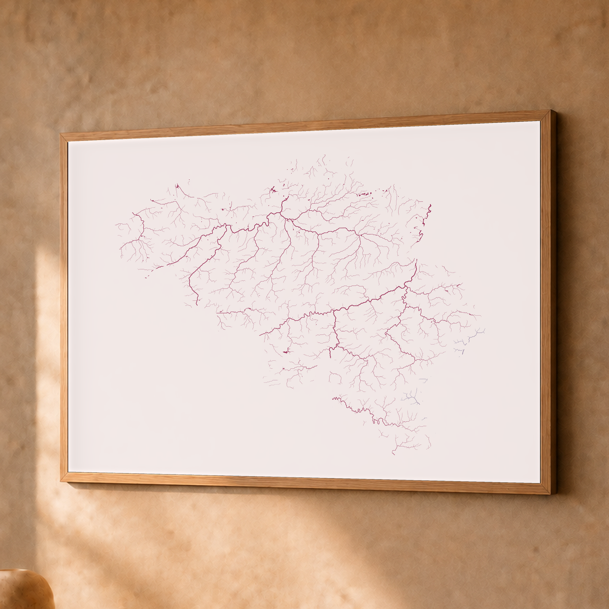 Beautiful Rivers — Bélgica — Ameixa e rosé, Fine art emoldurado · 30 × 40 cm, Natural · Sem margem