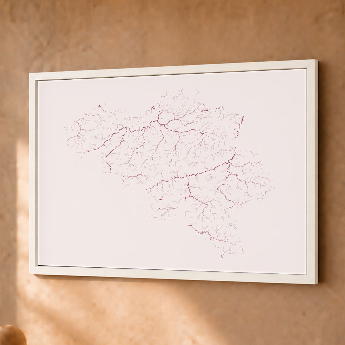 Beautiful Rivers — Bélgica — Ameixa e rosé, Fine art emoldurado · 30 × 40 cm, Branco · Sem margem