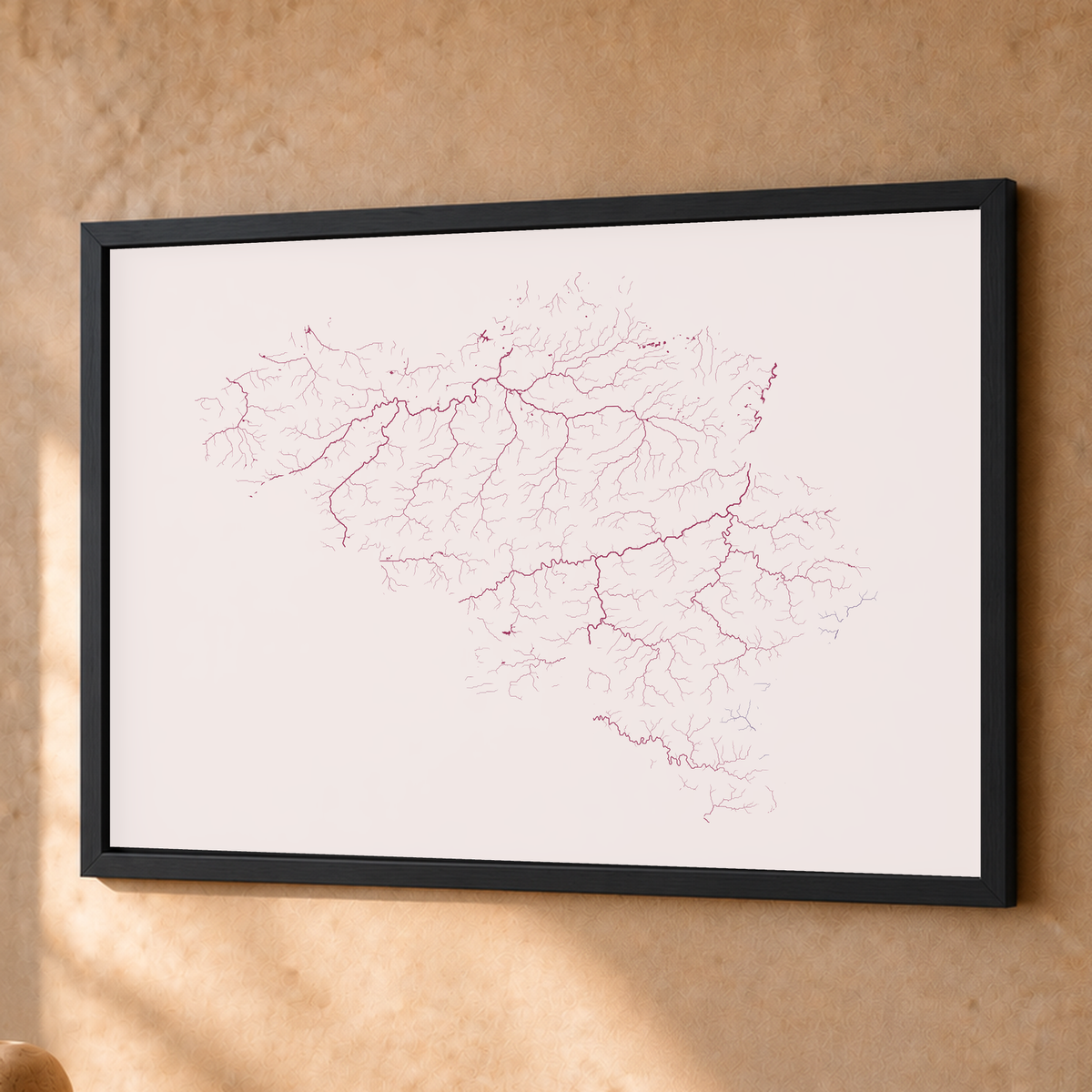 Beautiful Rivers — Bélgica — Ameixa e rosé, Fine art emoldurado · 45 × 60 cm, Preto · Sem margem