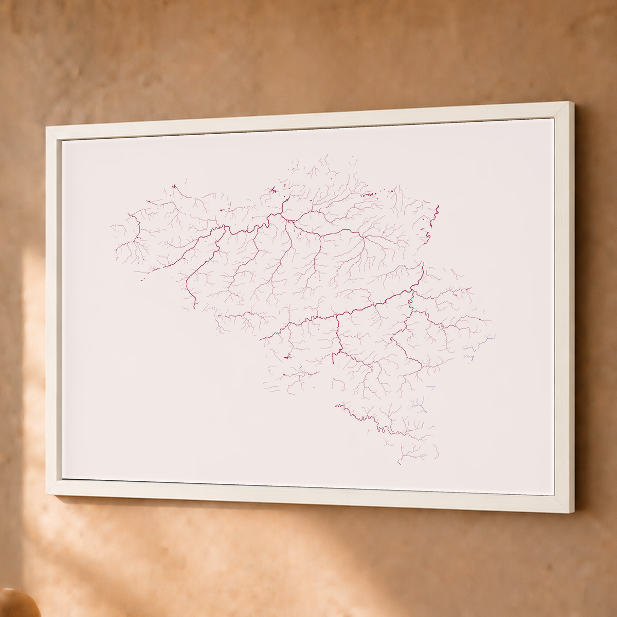 Beautiful Rivers — Bélgica — Ameixa e rosé, Fine art emoldurado · 45 × 60 cm, Branco · Sem margem