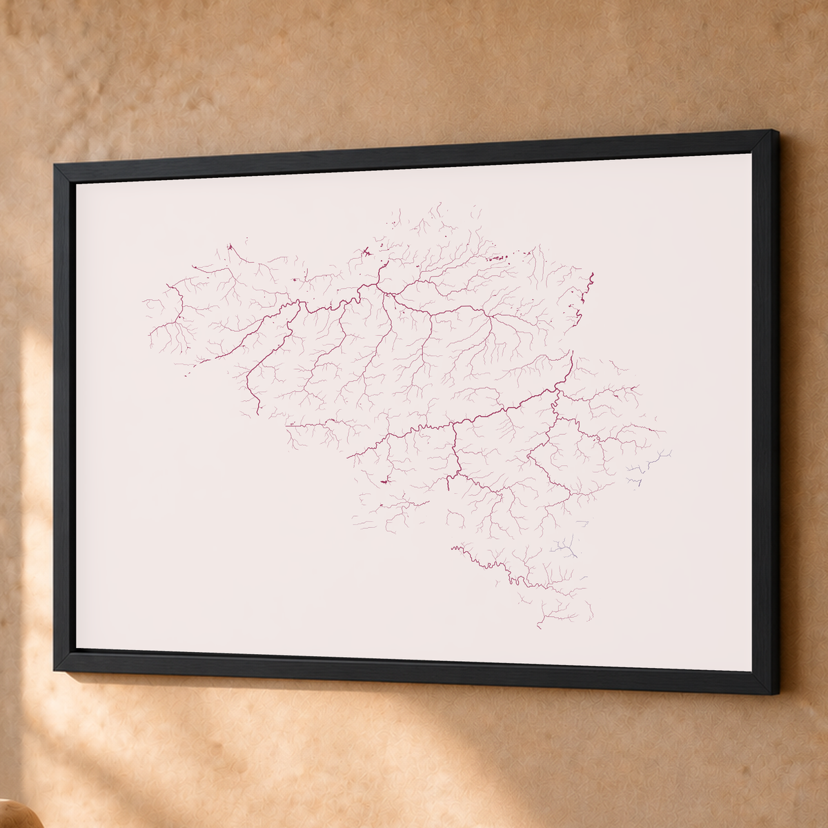 Beautiful Rivers — Bélgica — Ameixa e rosé, Fine art emoldurado · 60 × 80 cm, Preto · Sem margem