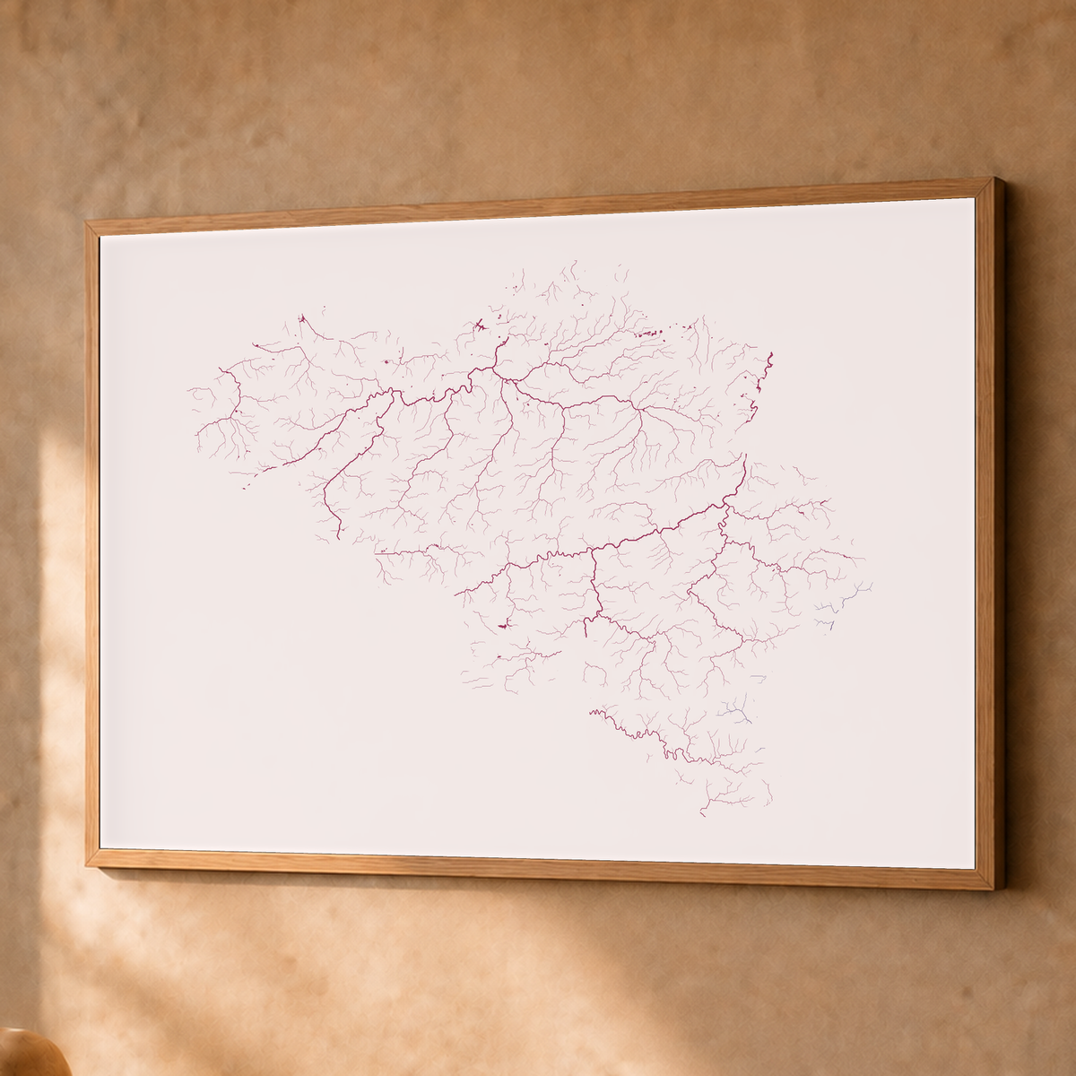 Beautiful Rivers — Bélgica — Ameixa e rosé, Fine art emoldurado · 60 × 80 cm, Natural · Sem margem