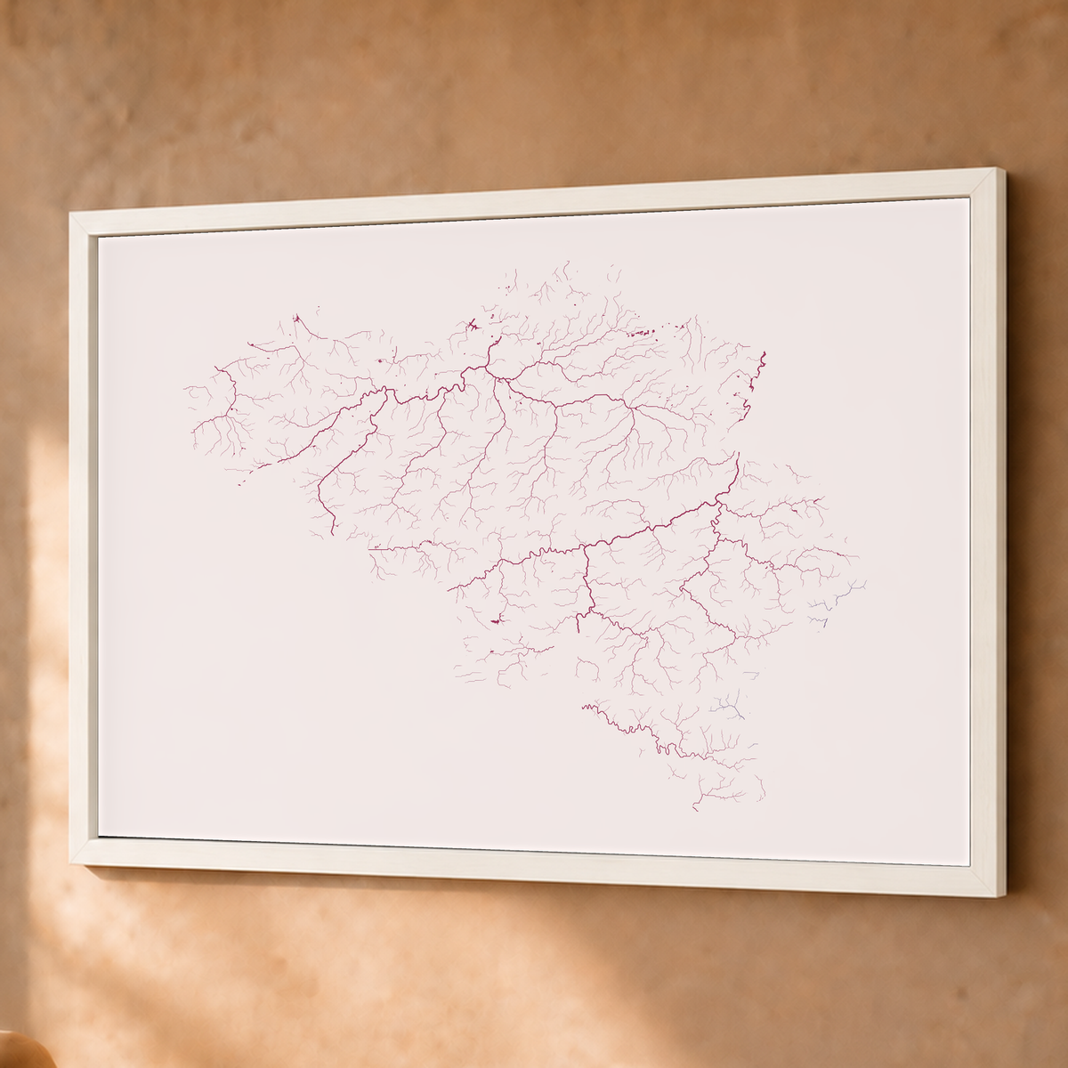 Beautiful Rivers — Bélgica — Ameixa e rosé, Fine art emoldurado · 60 × 80 cm, Branco · Sem margem