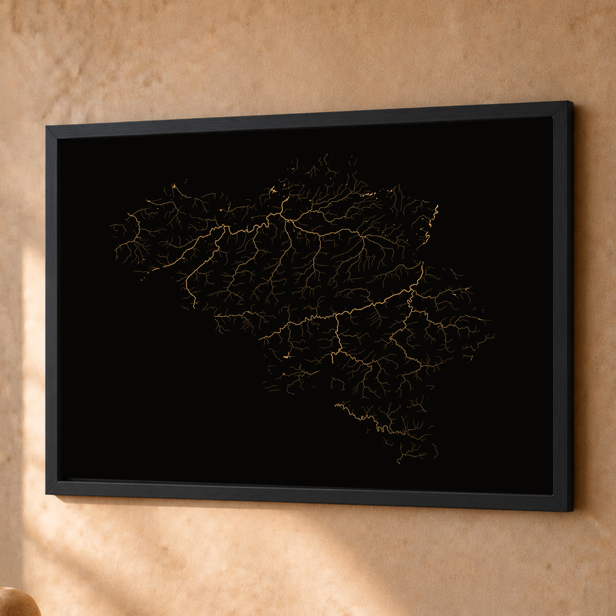 Beautiful Rivers — Bélgica — Cobre, Fine art emoldurado · 45 × 60 cm, Preto · Sem margem