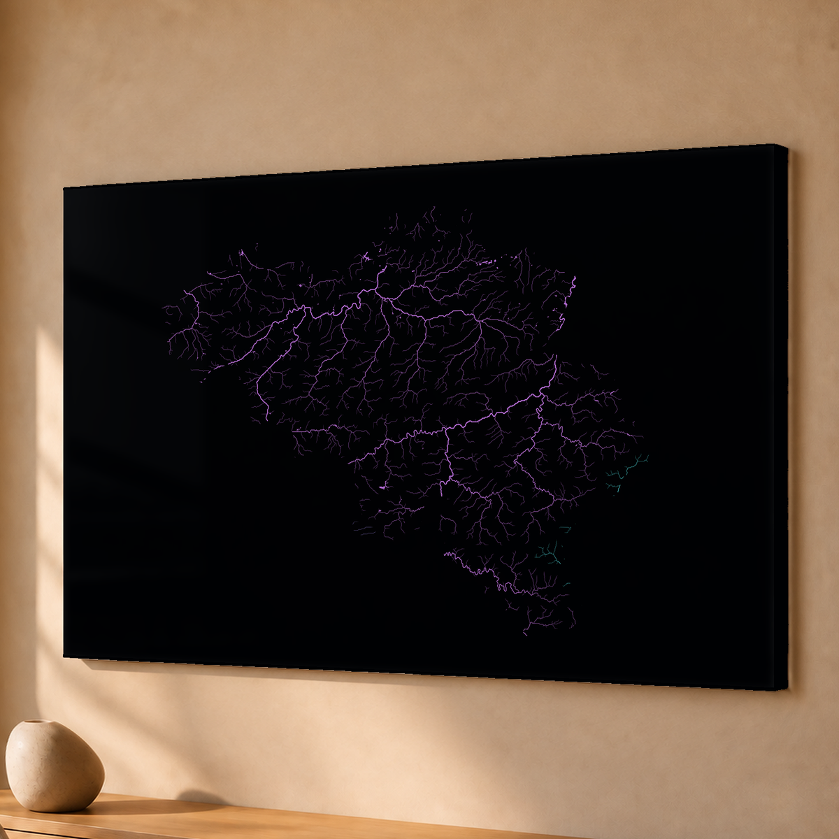 Beautiful Rivers — Bélgica — Neon hidrográfico, Acrílico · 40 × 60 cm, Sem margem