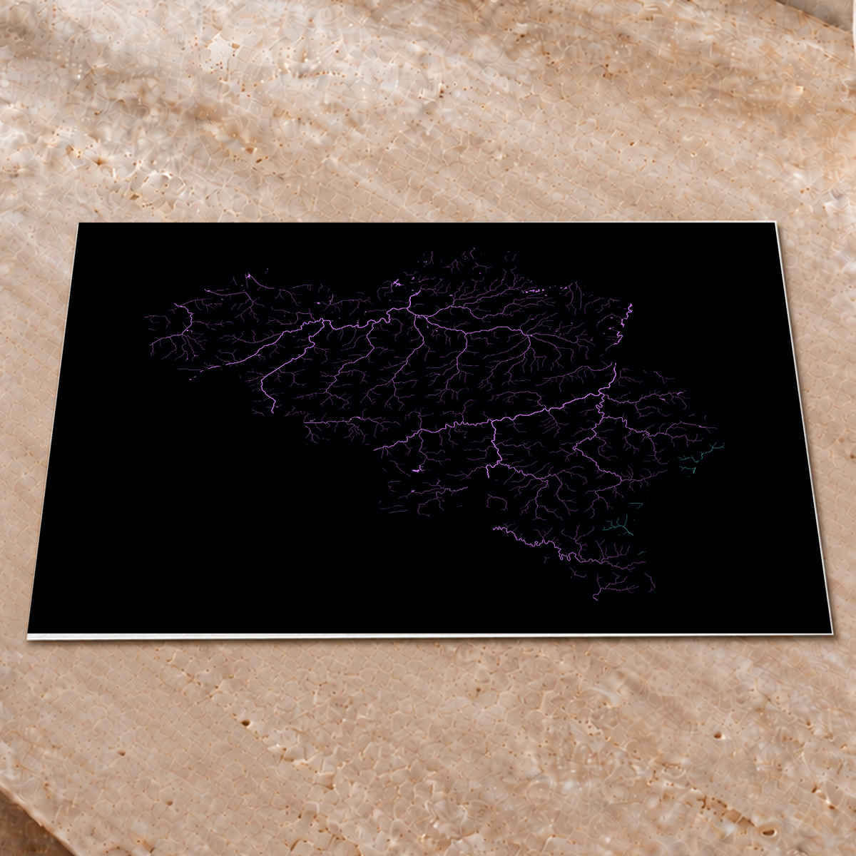 Beautiful Rivers — Bélgica — Neon hidrográfico, Impressão fine art · 45 × 60 cm, Sem margem