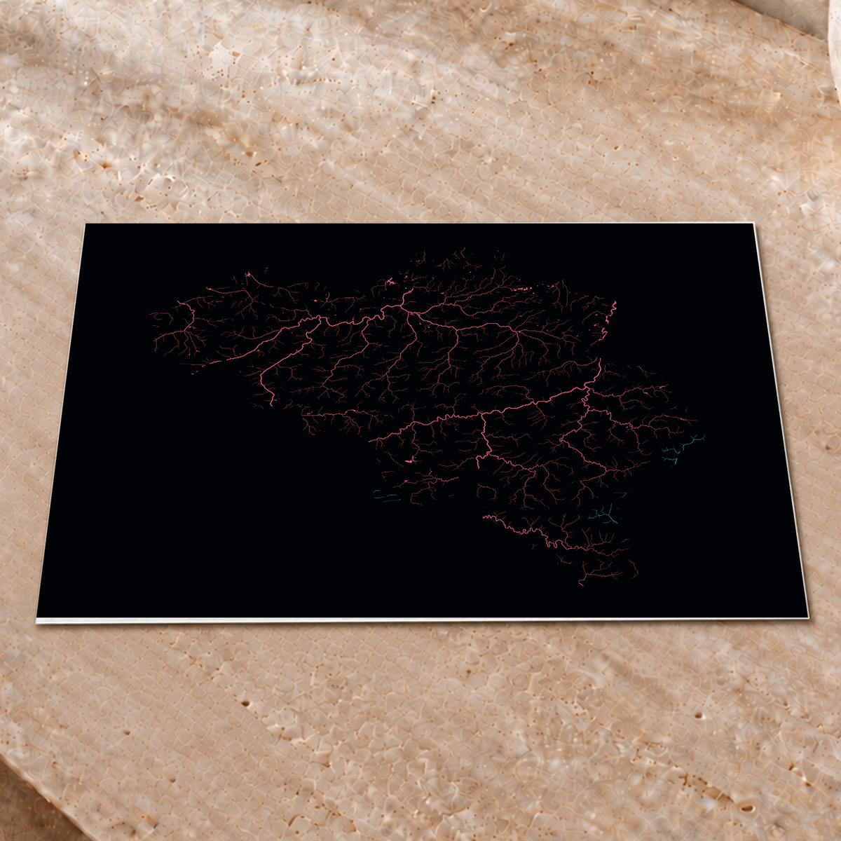 Beautiful Rivers — Bélgica — Neon por território, Impressão fine art · 30 × 40 cm, Sem margem