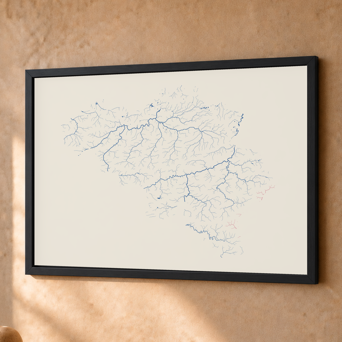 Beautiful Rivers — Bélgica — Risografia, Fine art emoldurado · 45 × 60 cm, Preto · Sem margem