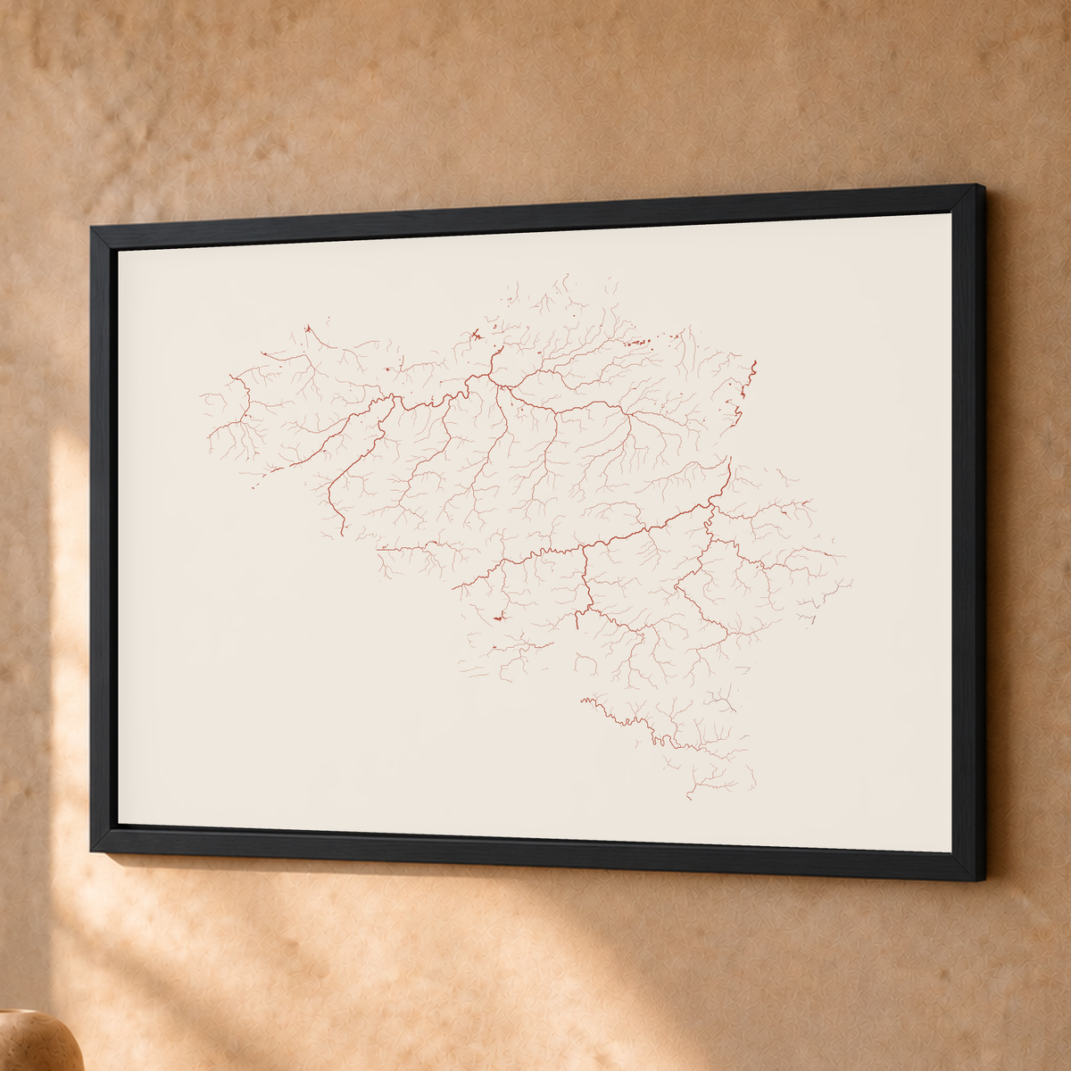 Beautiful Rivers — Bélgica — Terracota e areia, Fine art emoldurado · 30 × 40 cm, Preto · Sem margem