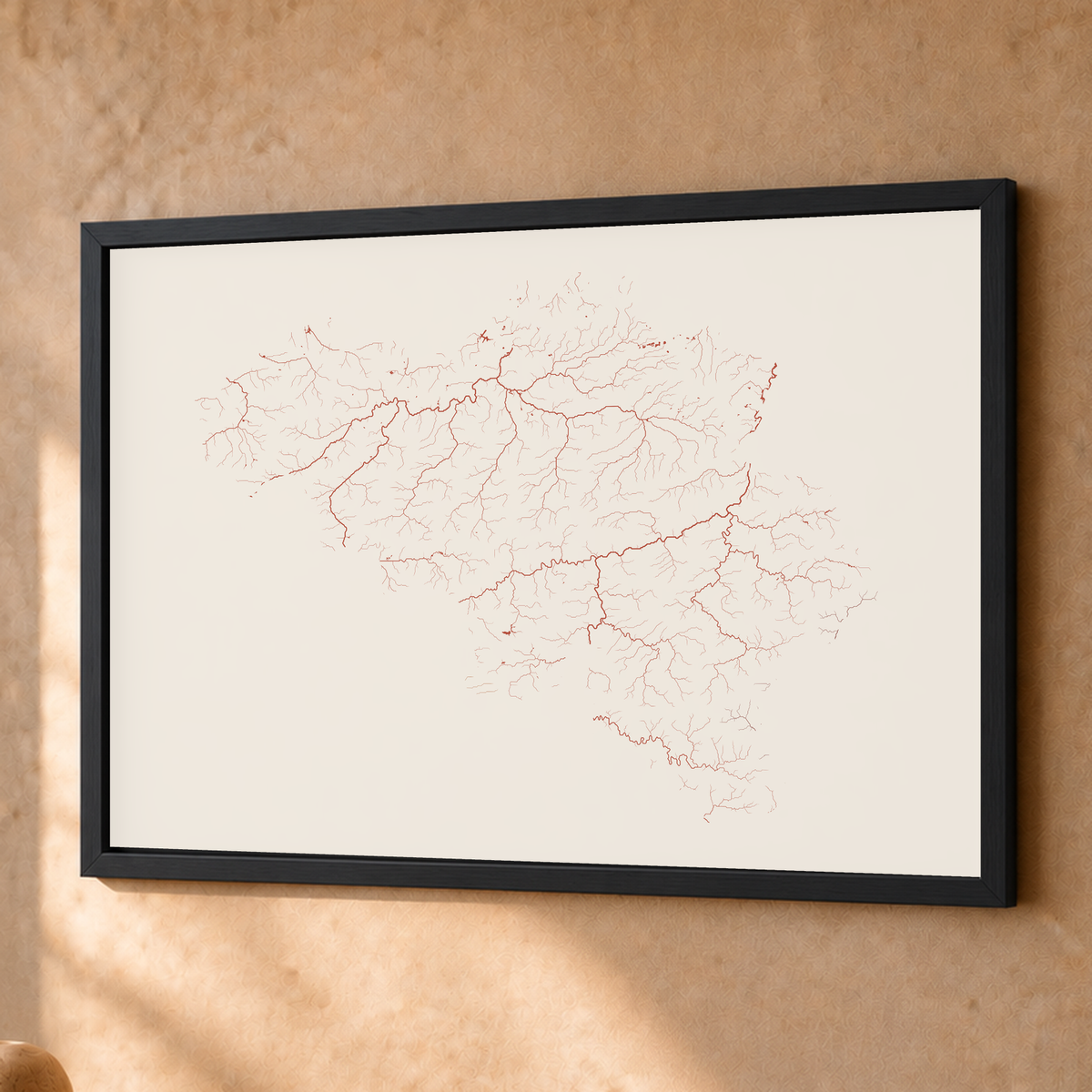 Beautiful Rivers — Bélgica — Terracota e areia, Fine art emoldurado · 45 × 60 cm, Preto · Sem margem