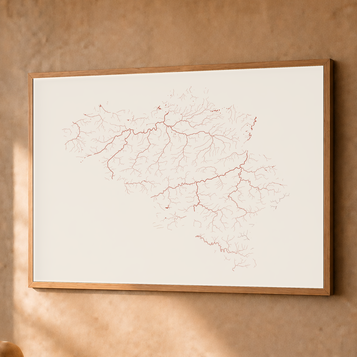 Beautiful Rivers — Bélgica — Terracota e areia, Fine art emoldurado · 60 × 80 cm, Natural · Sem margem