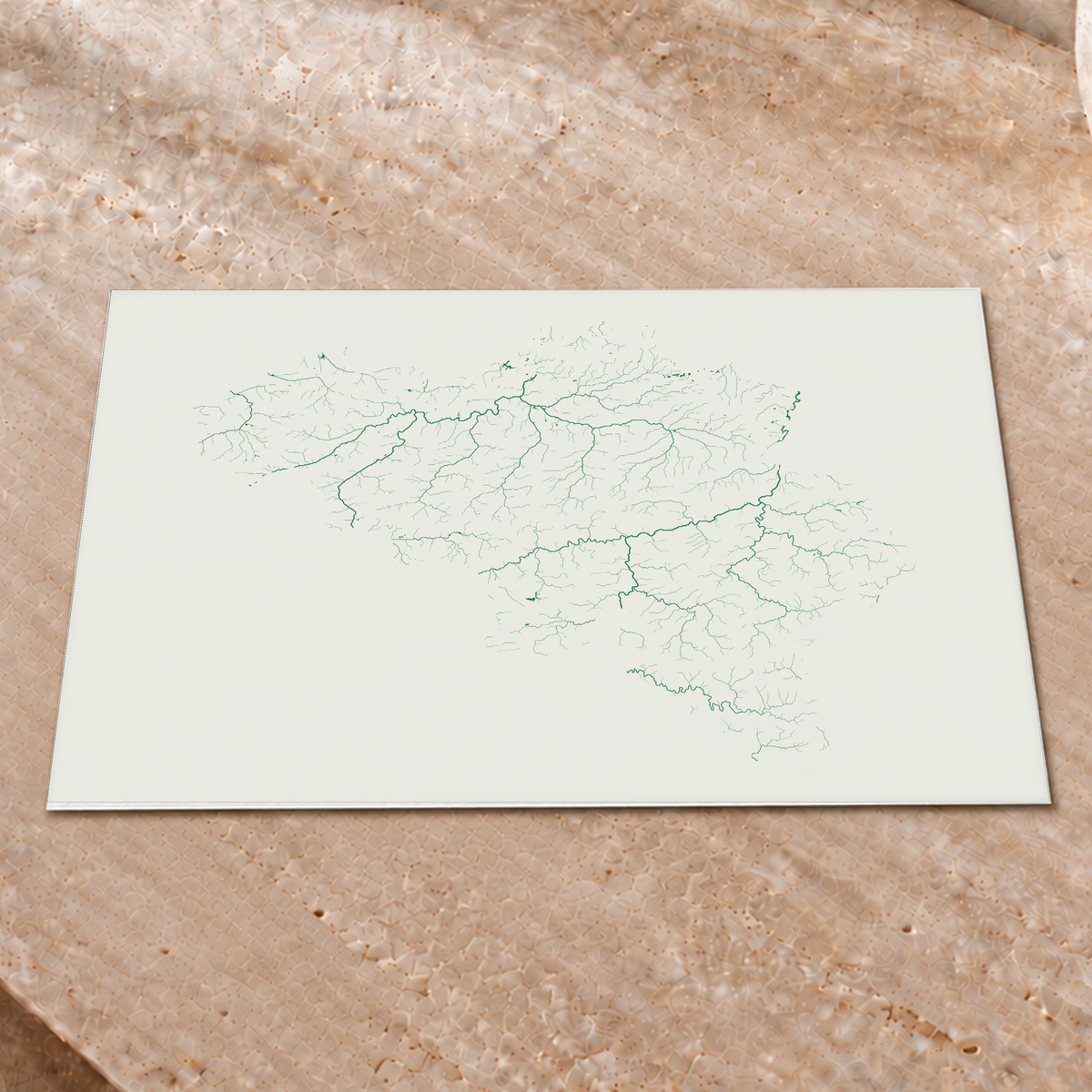 Beautiful Rivers — Bélgica — Verde jade e porcelana, Impressão fine art · 30 × 40 cm, Sem margem