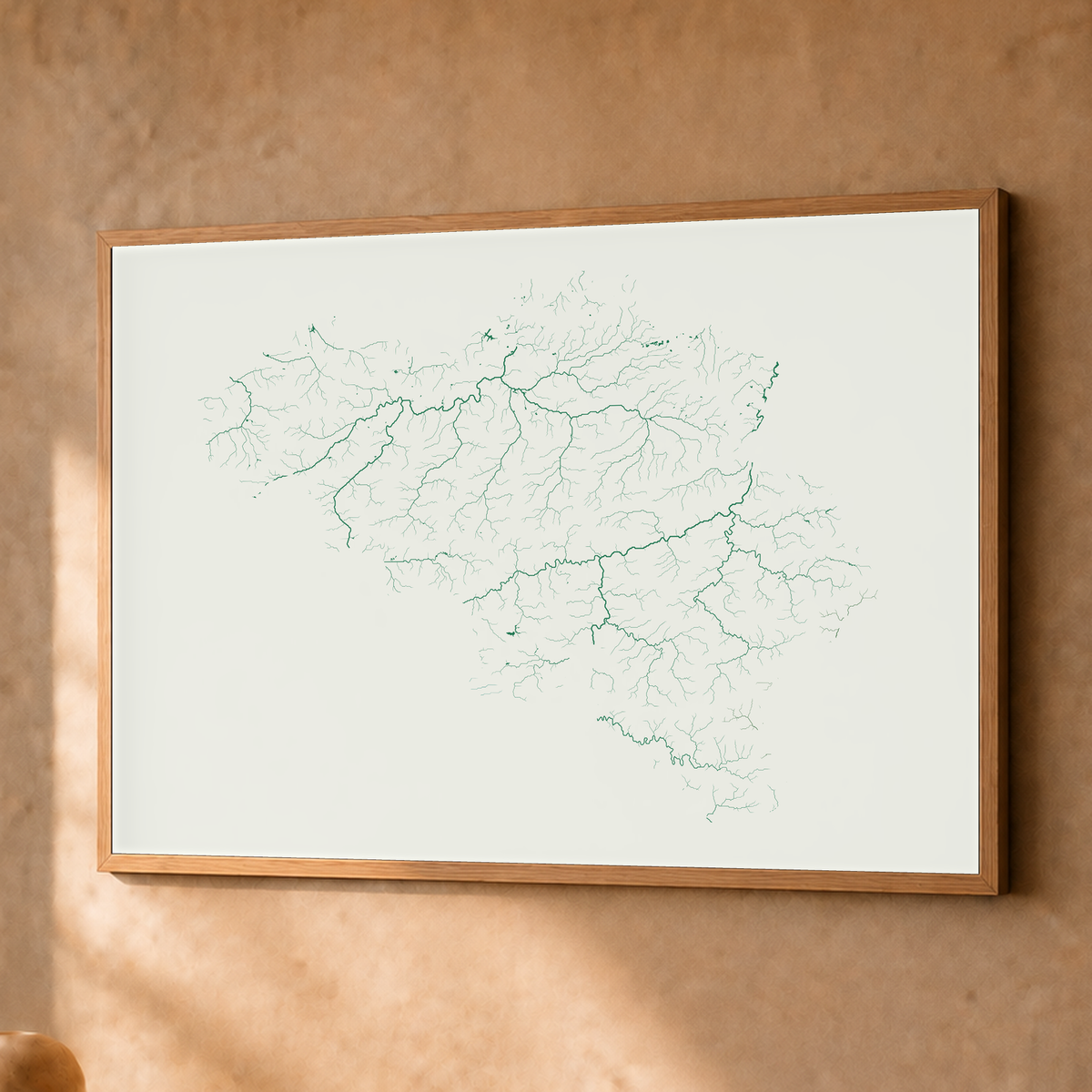 Beautiful Rivers — Bélgica — Verde jade e porcelana, Fine art emoldurado · 45 × 60 cm, Natural · Sem margem