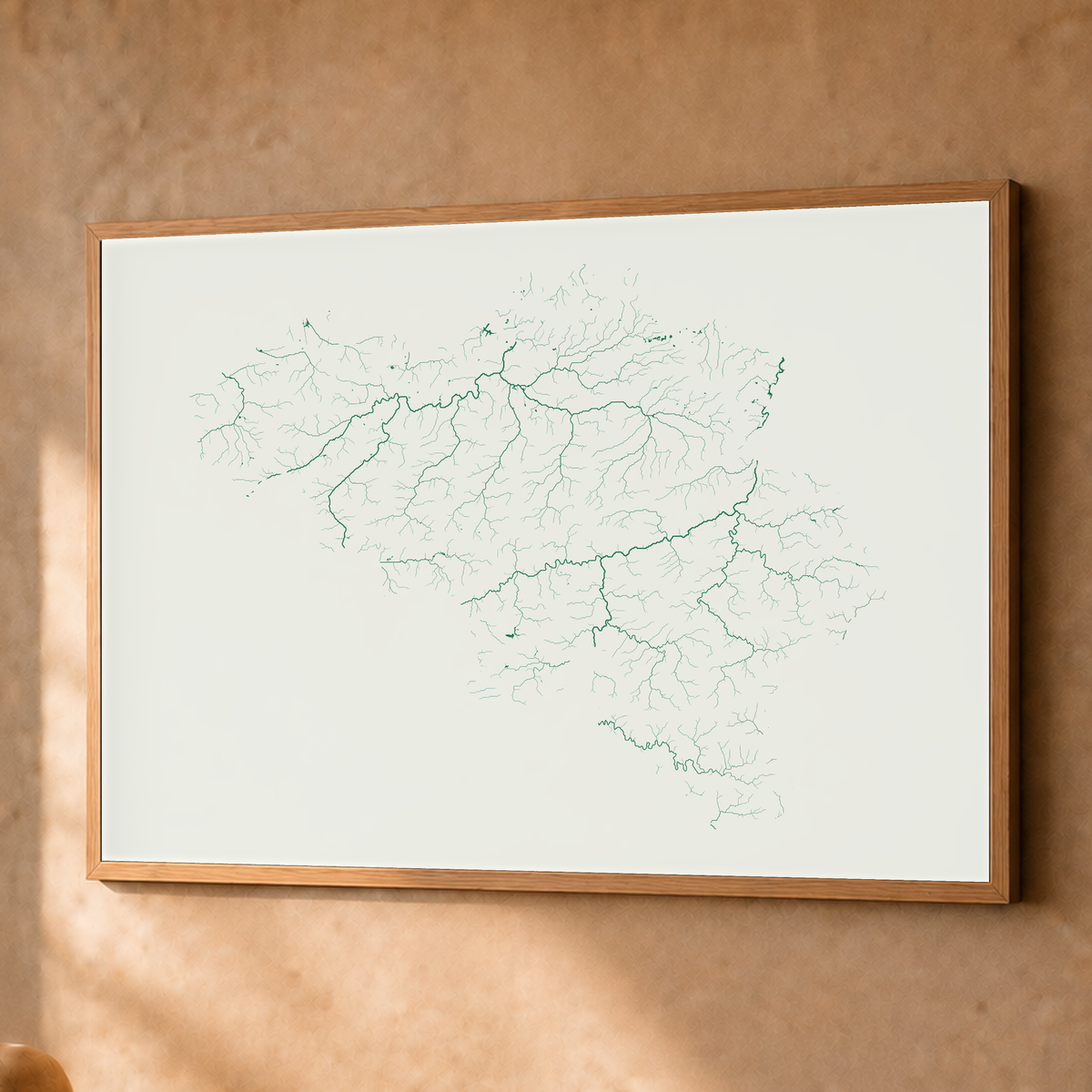 Beautiful Rivers — Bélgica — Verde jade e porcelana, Fine art emoldurado · 60 × 80 cm, Natural · Sem margem