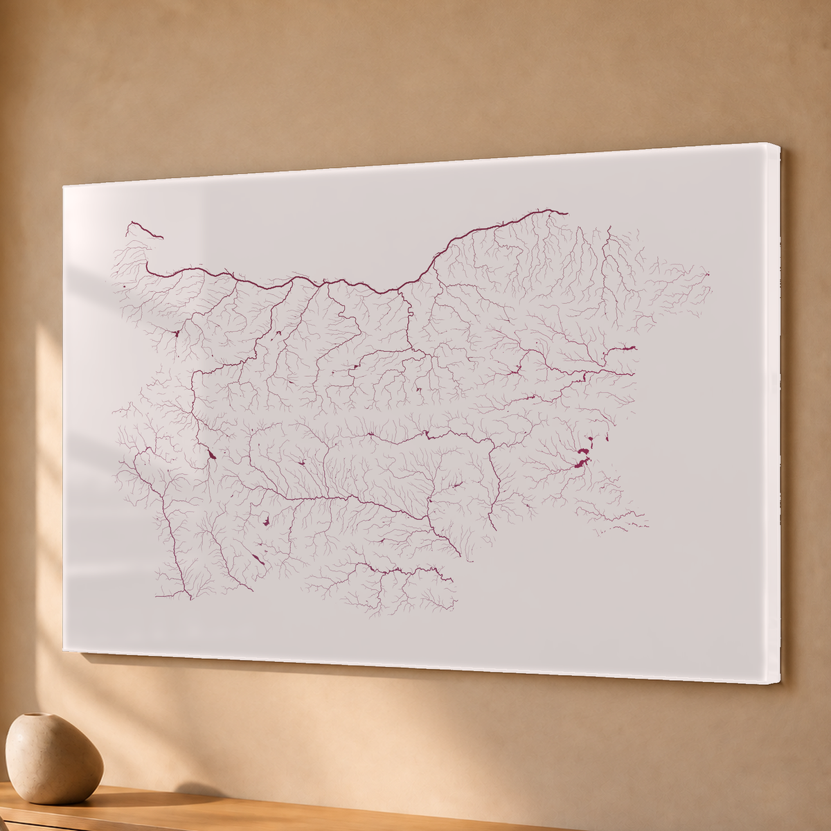 Beautiful Rivers — Bulgária — Ameixa e rosé, Acrílico · 40 × 60 cm, Sem margem