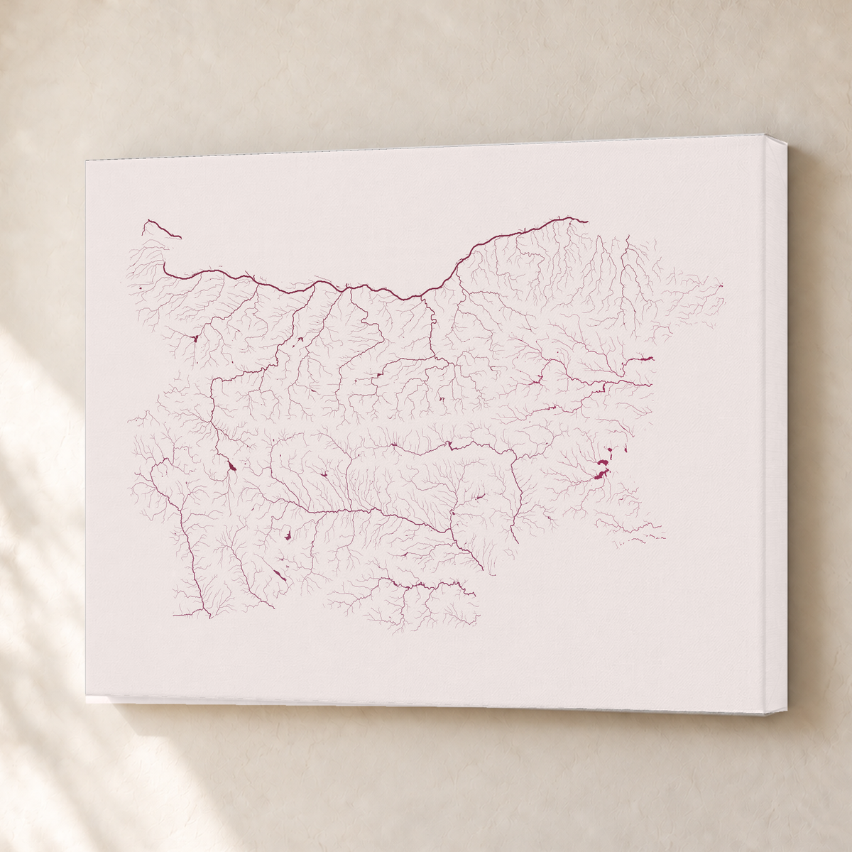 Beautiful Rivers — Bulgária — Ameixa e rosé, Canvas · 30 × 40 cm, Sem margem