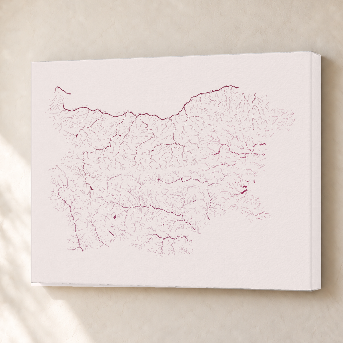 Beautiful Rivers — Bulgária — Ameixa e rosé, Canvas · 45 × 60 cm, Sem margem