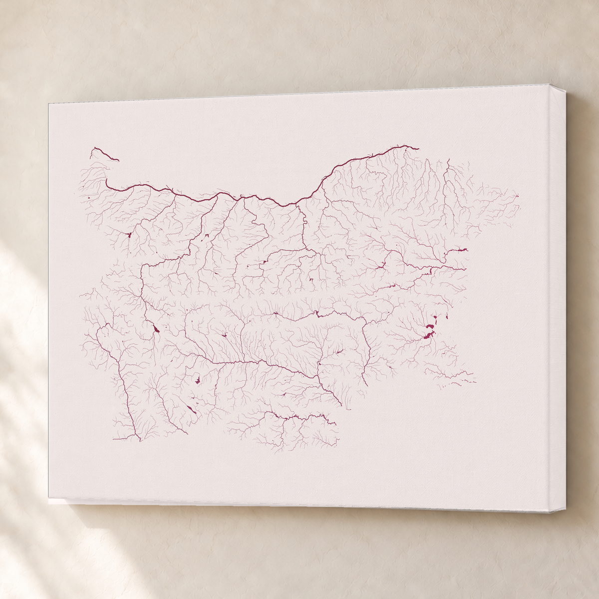 Beautiful Rivers — Bulgária — Ameixa e rosé, Canvas · 60 × 80 cm, Sem margem