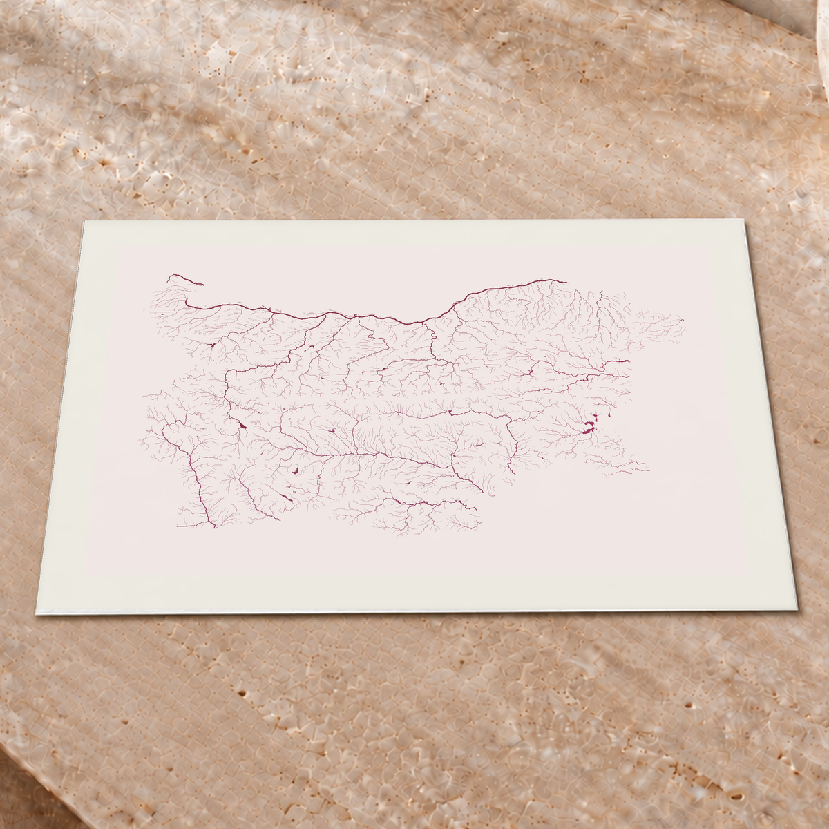 Beautiful Rivers — Bulgária — Ameixa e rosé, Impressão fine art · 30 × 40 cm, Margem branca