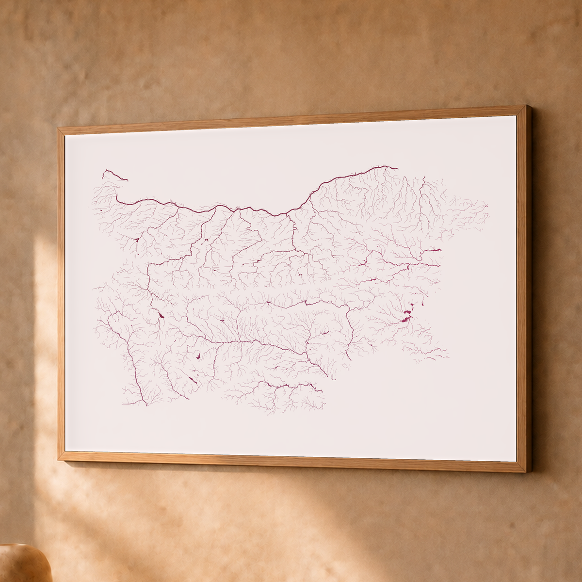 Beautiful Rivers — Bulgária — Ameixa e rosé, Fine art emoldurado · 30 × 40 cm, Natural · Sem margem