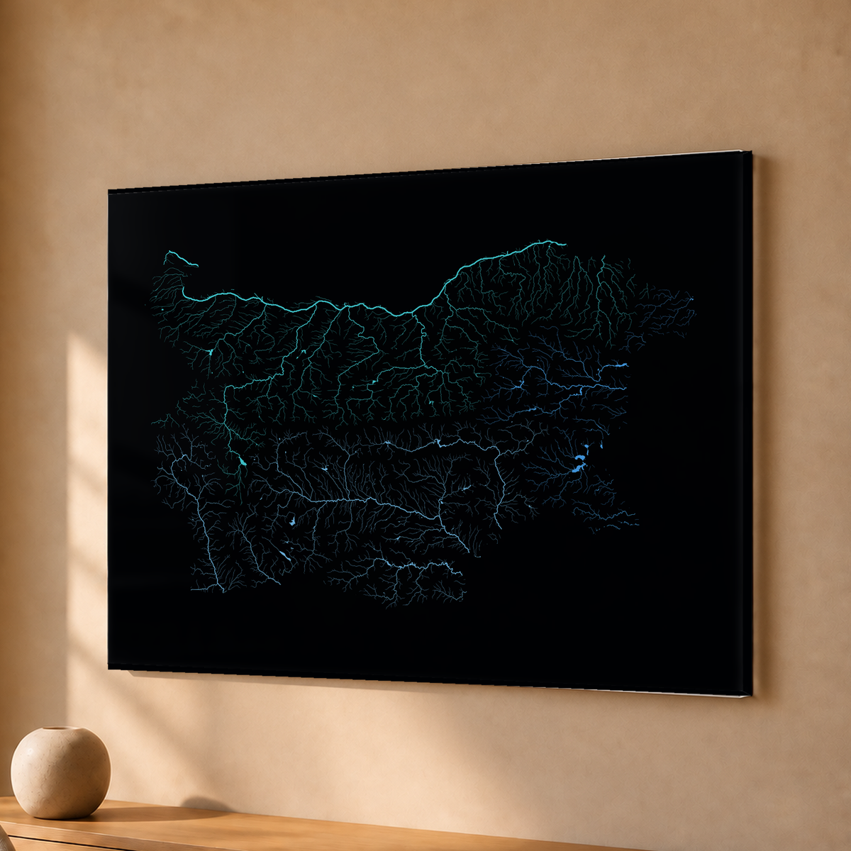 Beautiful Rivers — Bulgária — Neon hidrográfico, Acrílico · 30 × 40 cm, Sem margem