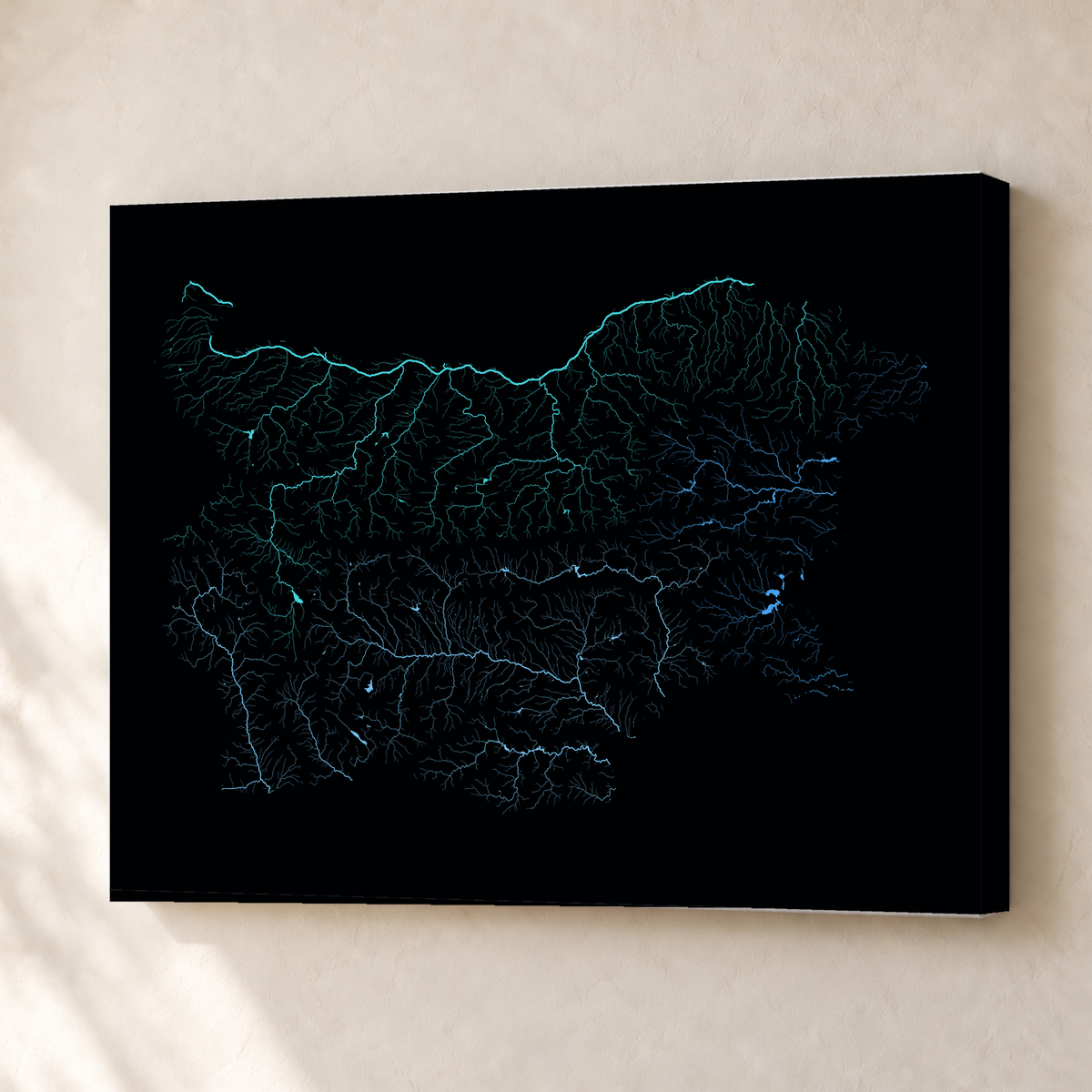 Beautiful Rivers — Bulgária — Neon hidrográfico, Canvas · 30 × 40 cm, Sem margem