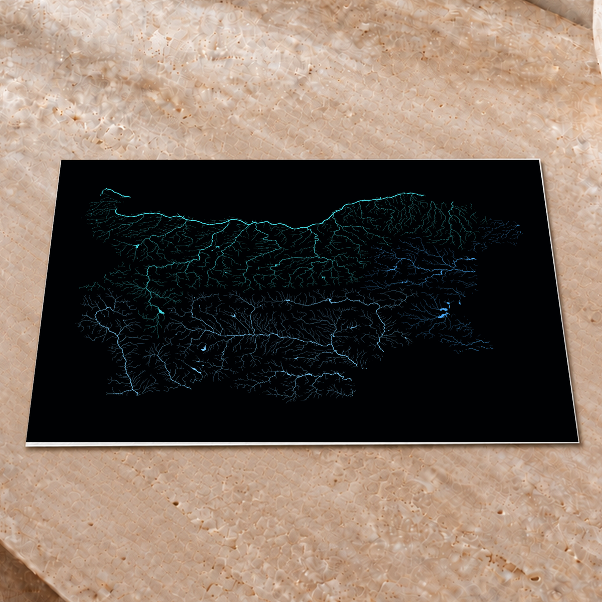Beautiful Rivers — Bulgária — Neon hidrográfico, Impressão fine art · 30 × 40 cm, Sem margem