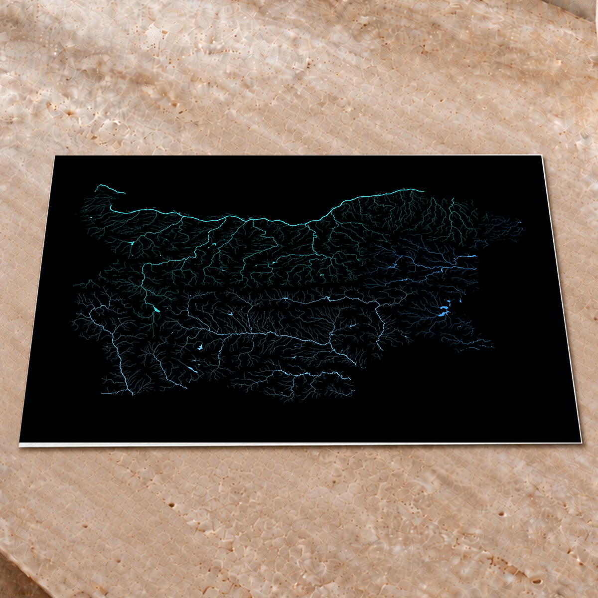 Beautiful Rivers — Bulgária — Neon hidrográfico, Impressão fine art · 45 × 60 cm, Sem margem