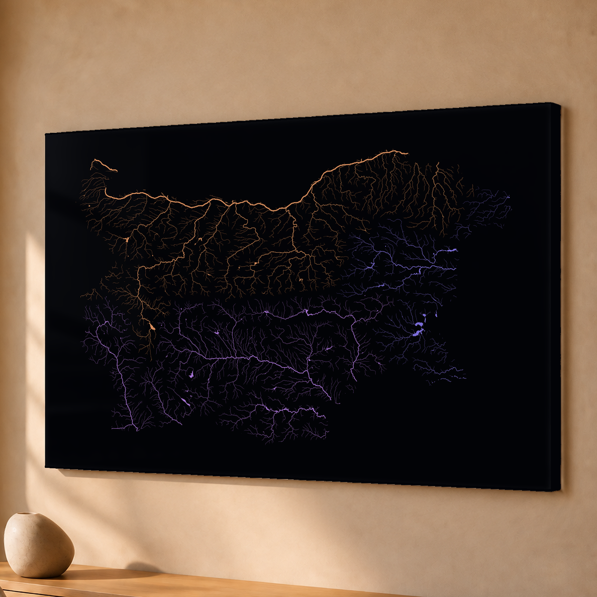 Beautiful Rivers — Bulgária — Neon por território, Acrílico · 40 × 60 cm, Sem margem