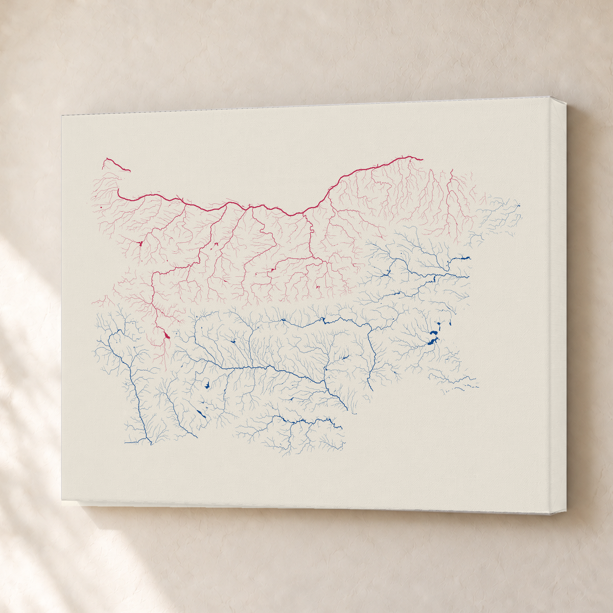 Beautiful Rivers — Bulgária — Risografia, Canvas · 30 × 40 cm, Sem margem