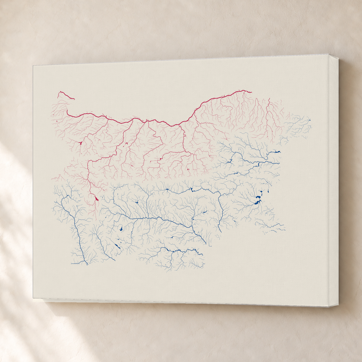 Beautiful Rivers — Bulgária — Risografia, Canvas · 45 × 60 cm, Sem margem