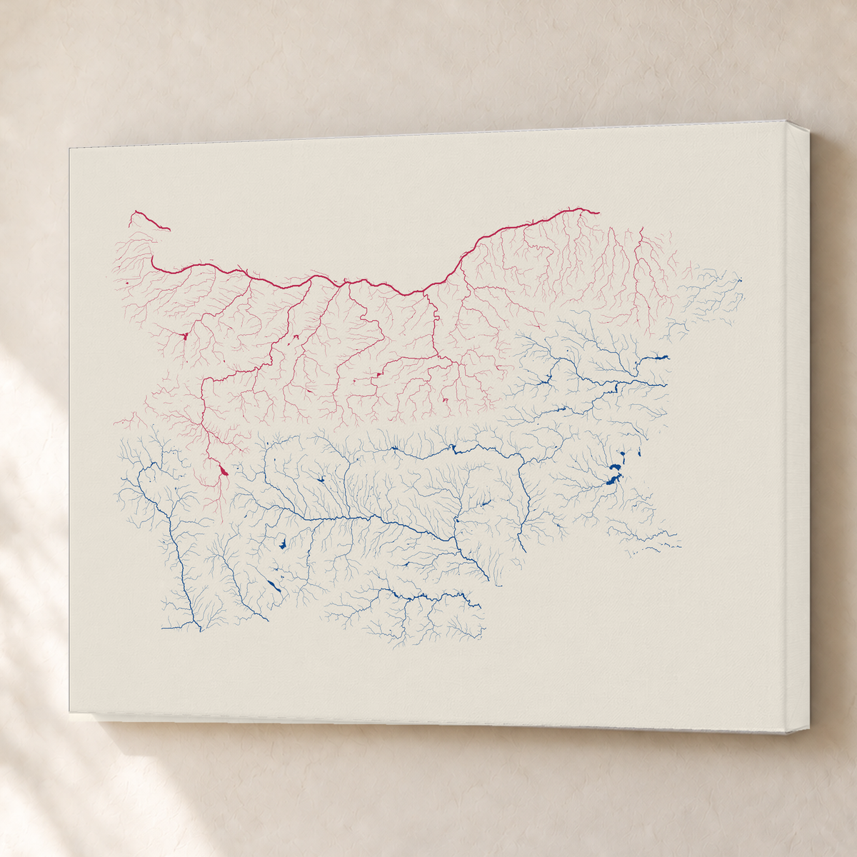 Beautiful Rivers — Bulgária — Risografia, Canvas · 60 × 80 cm, Sem margem
