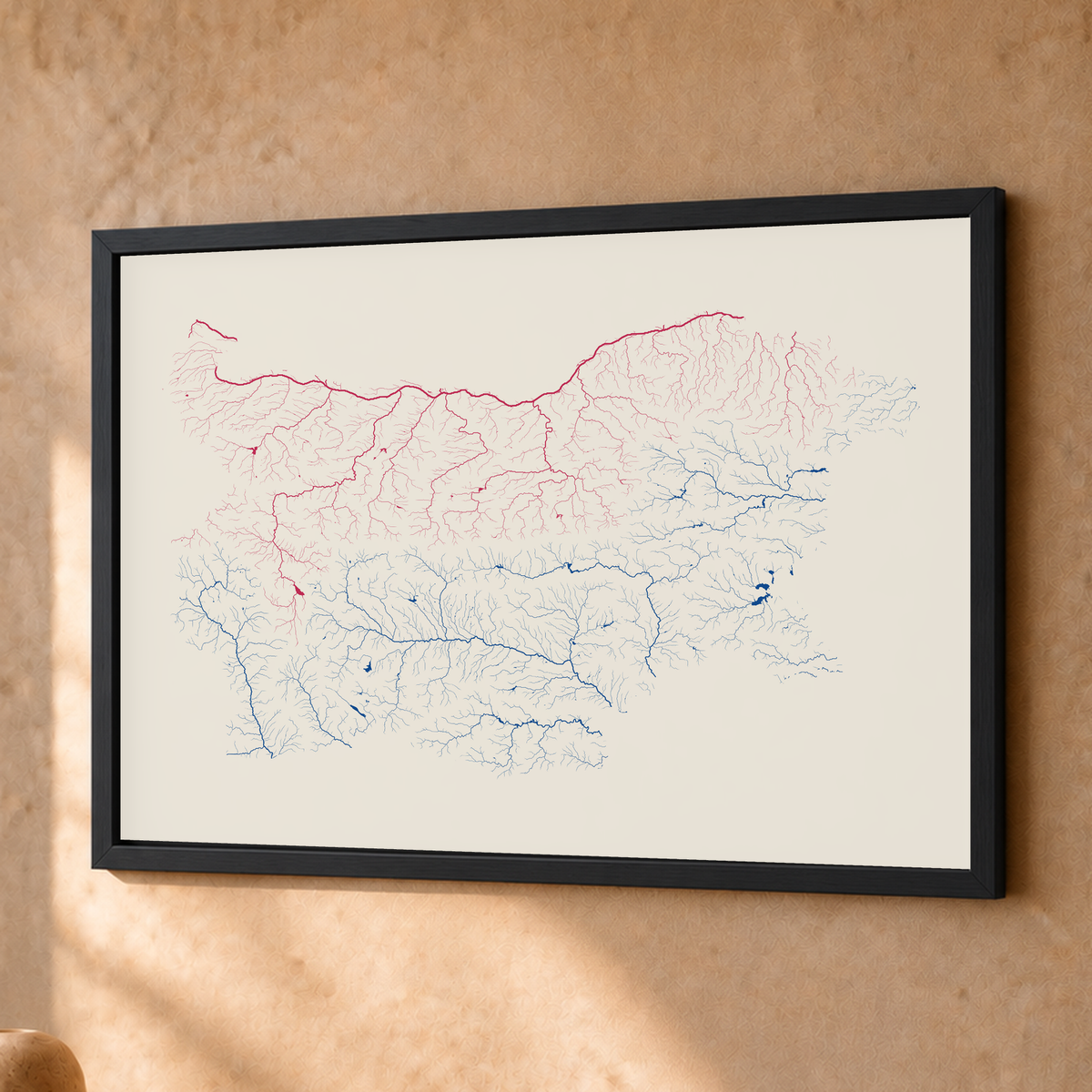 Beautiful Rivers — Bulgária — Risografia, Fine art emoldurado · 30 × 40 cm, Preto · Sem margem