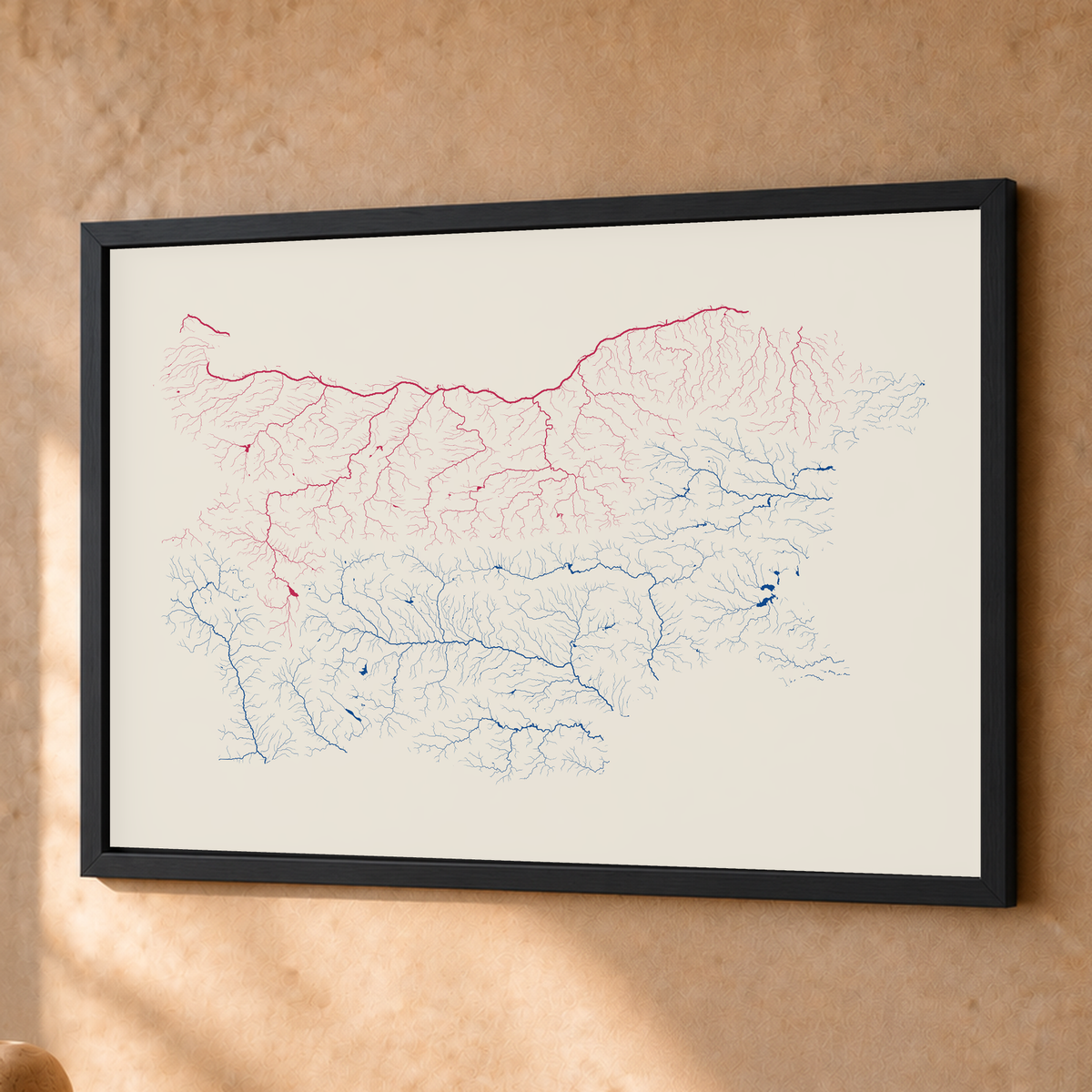 Beautiful Rivers — Bulgária — Risografia, Fine art emoldurado · 45 × 60 cm, Preto · Sem margem