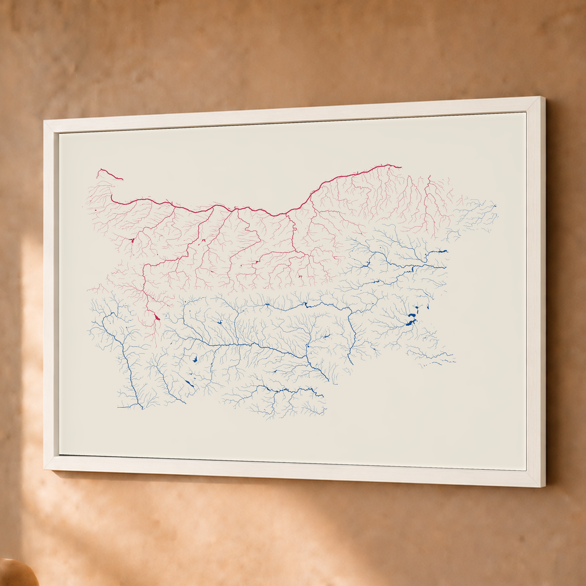 Beautiful Rivers — Bulgária — Risografia, Fine art emoldurado · 45 × 60 cm, Branco · Sem margem