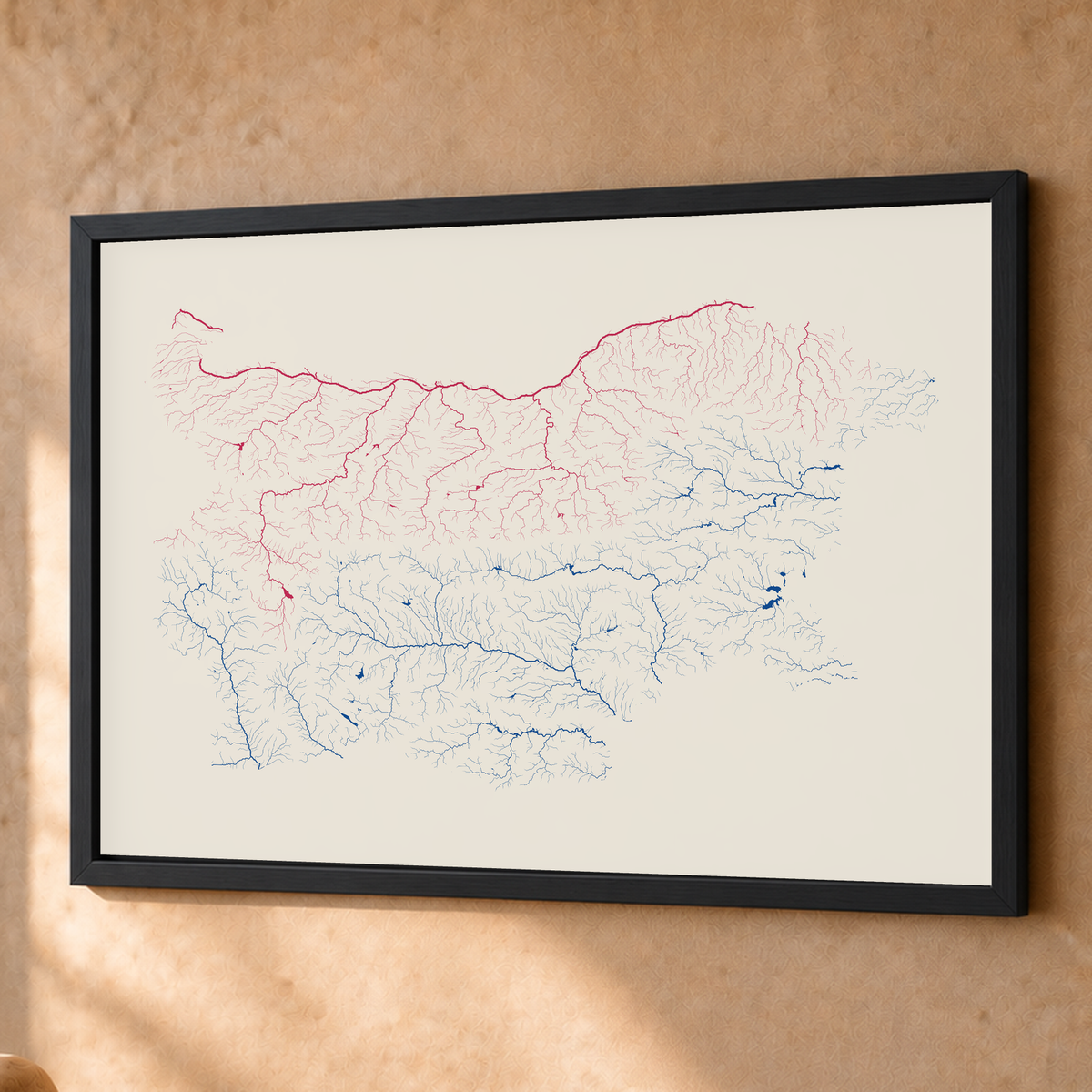 Beautiful Rivers — Bulgária — Risografia, Fine art emoldurado · 60 × 80 cm, Preto · Sem margem