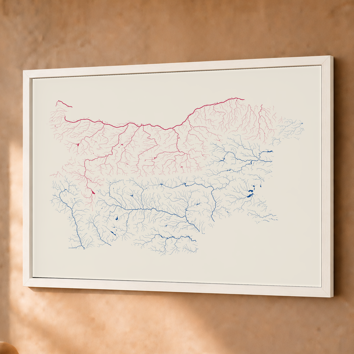 Beautiful Rivers — Bulgária — Risografia, Fine art emoldurado · 60 × 80 cm, Branco · Sem margem