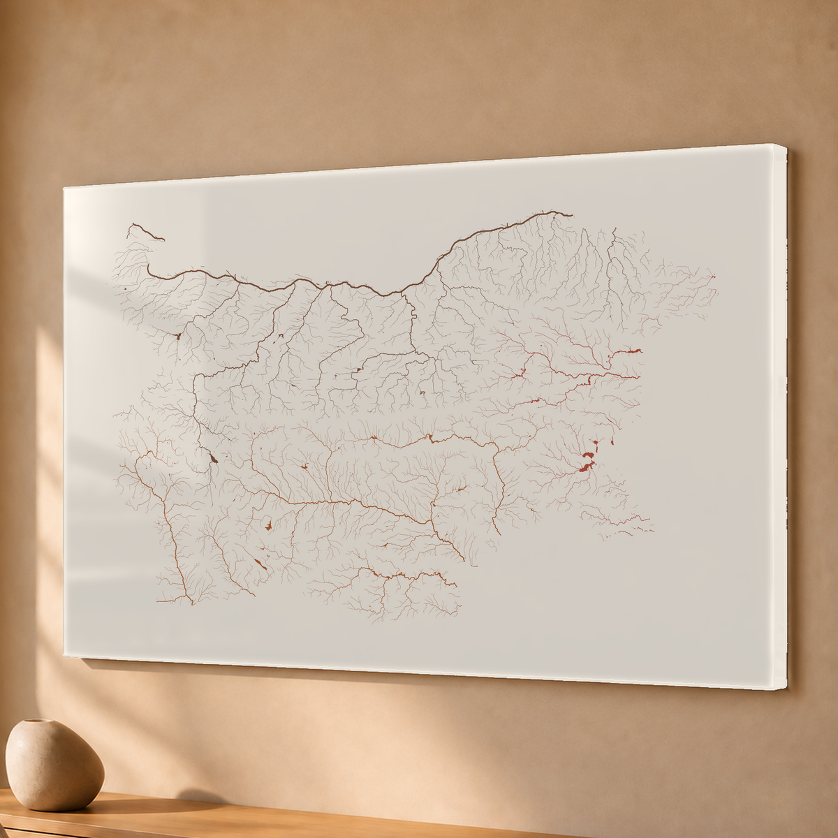 Beautiful Rivers — Bulgária — Terracota e areia, Acrílico · 40 × 60 cm, Sem margem