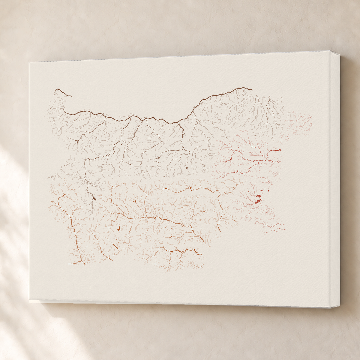 Beautiful Rivers — Bulgária — Terracota e areia, Canvas · 60 × 80 cm, Sem margem