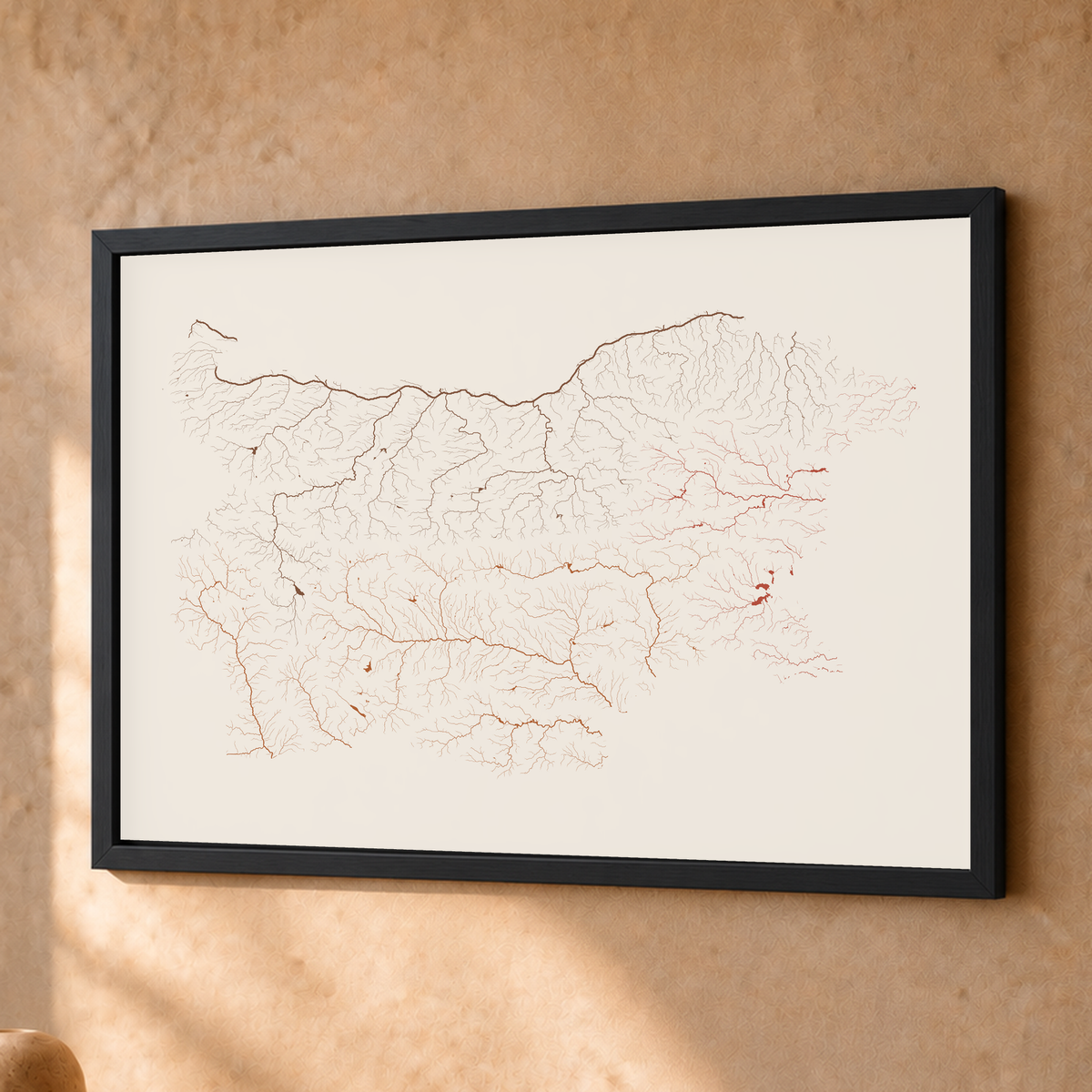 Beautiful Rivers — Bulgária — Terracota e areia, Fine art emoldurado · 30 × 40 cm, Preto · Sem margem