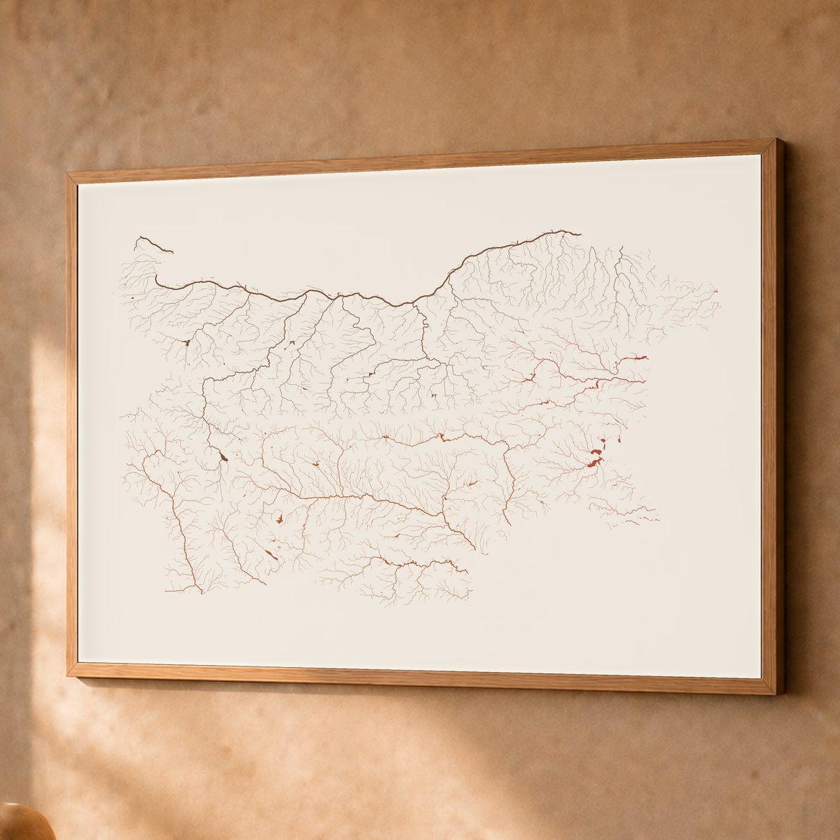 Beautiful Rivers — Bulgária — Terracota e areia, Fine art emoldurado · 60 × 80 cm, Natural · Sem margem