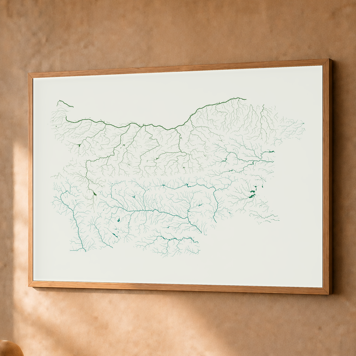 Beautiful Rivers — Bulgária — Verde jade e porcelana, Fine art emoldurado · 60 × 80 cm, Natural · Sem margem