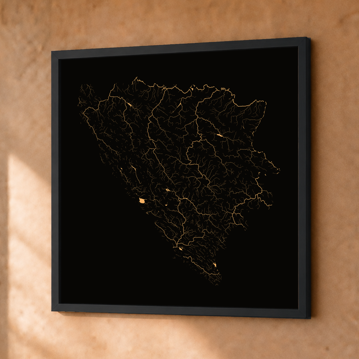 Beautiful Rivers — Bósnia e Herzegovina — Cobre, Fine art emoldurado · 50 × 50 cm, Preto · Sem margem
