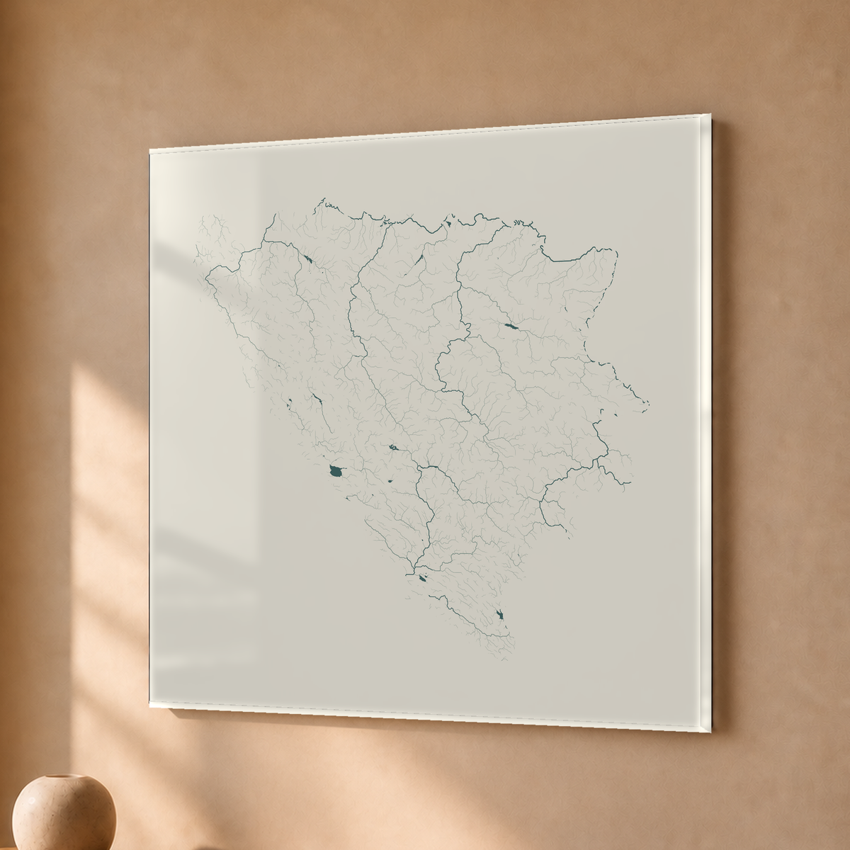 Beautiful Rivers — Bósnia e Herzegovina — Natural e luminosa, Acrílico · 30 × 30 cm, Sem margem