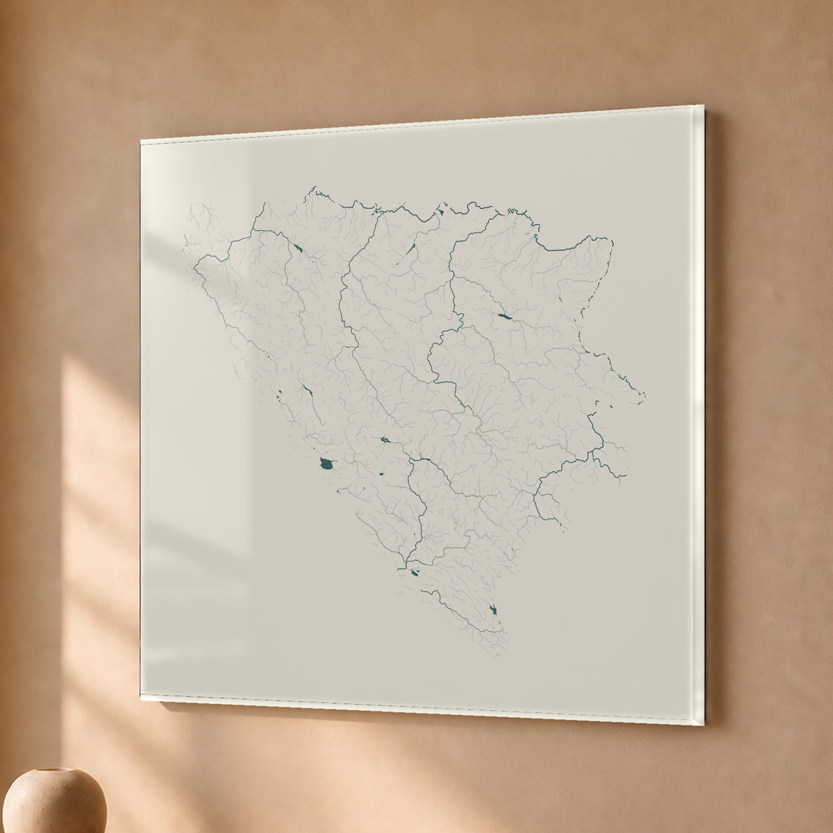 Beautiful Rivers — Bósnia e Herzegovina — Natural e luminosa, Acrílico · 50 × 50 cm, Sem margem