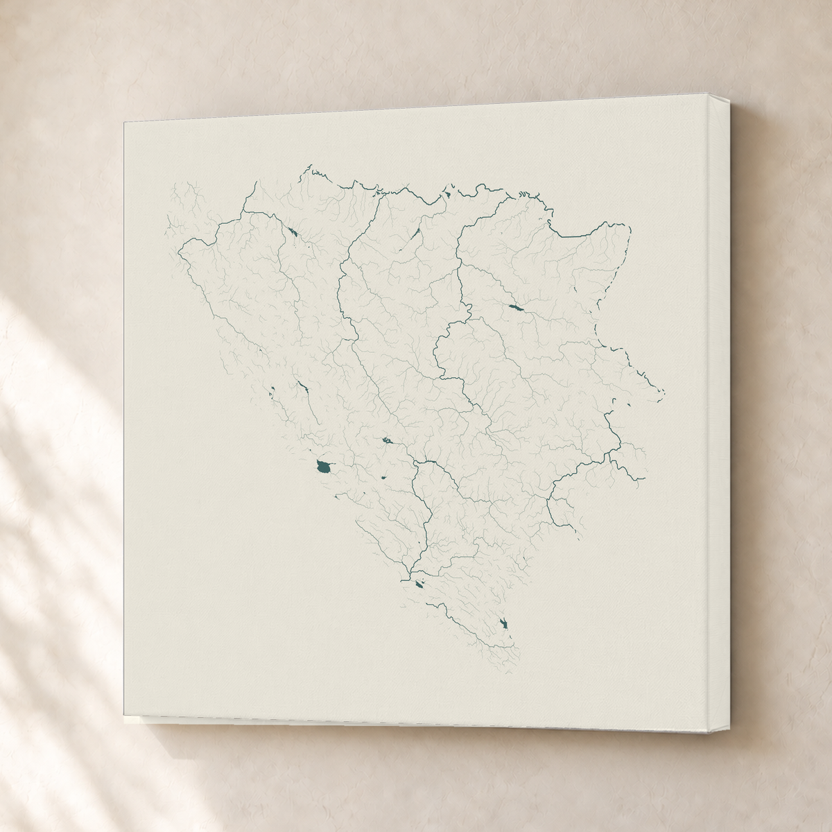 Beautiful Rivers — Bósnia e Herzegovina — Natural e luminosa, Canvas · 30 × 30 cm, Sem margem